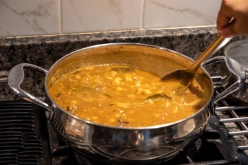 cooking chickpea in frying pan