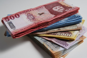 Various Hungarian Forint Banknotes.  Europe Hungary