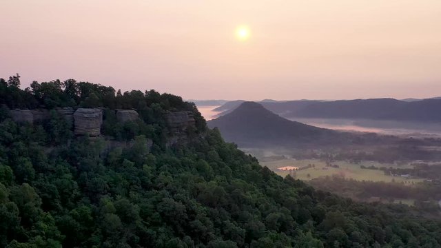 morning flight over mountain