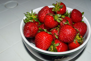 Fresh Strawberries In A Ceramic Bowl