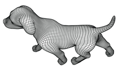 Puppy polygonal lines illustration. Abstract vector dog on the white background