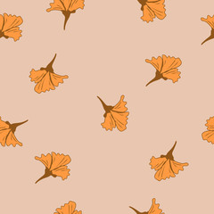 Autumn flowers seamless vector pattern elegant. Art continuous illustration modern