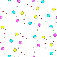 Fun kid seamless vector pattern with color balls. Art continuous illustration modern