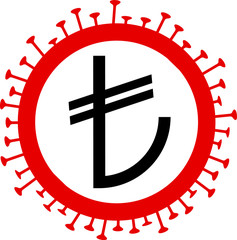 Obraz premium Turkish lira sign, symbol, Vector, Coronavirus