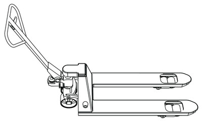 Hand pallet truck outline vector. Special machines for the building work. Manual forklift.