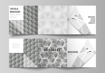 Minimal vector editable layout of square format covers design templates for trifold brochure, flyer, magazine. Abstract geometric triangle design background using different triangular style patterns.