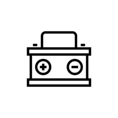 car battery icon vector in outline style on white background