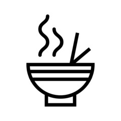 soup meal vector icon in outline style on white background, hot food symbol, simple flat vector illustration for web site or mobile app