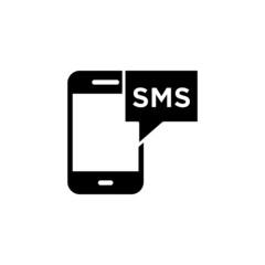 sms icon smartphone and telephone vector icon in black flat design on white background