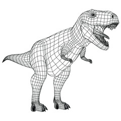 Fototapeta na wymiar Tyrannosaurus Rex polygonal lines illustration. Abstract vector dinosaur on the white background