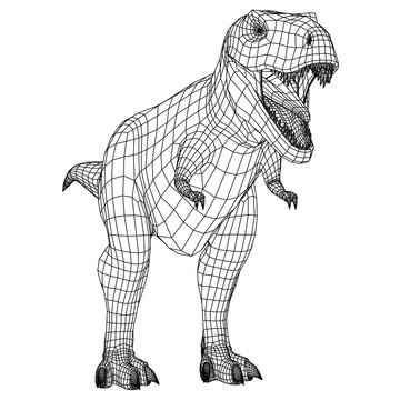 wireframe t-rex dinosaur open mouth clip art preview