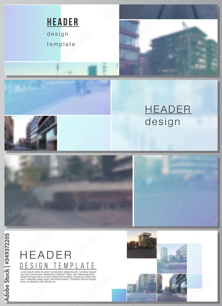 Poster vector layout of headers, banner templates for website footer design, horizontal flyer design, websi