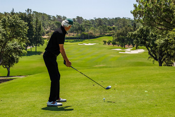 Man playing Golf at Quinta do Lago - Algarve - Portugal - Europe