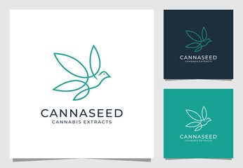 cannabis, cbd, hemp, marijuana logo design premium vector