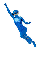 cyber soldier female flying up very fast
