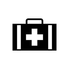 medical kit icon vector in black flat design on white background