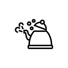 kettle boils icon, teapot symbol for web and mobile phone in outline style on white background
