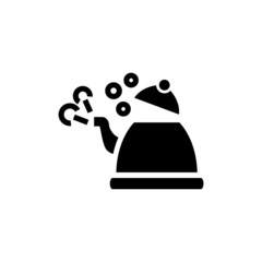 kettle boils icon, teapot symbol for web and mobile phone in black flat design on white background