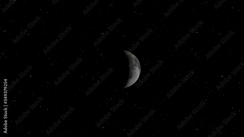 Poster lunar orbit. moon against the background of space with illuminated craters and lunar soil. elements 