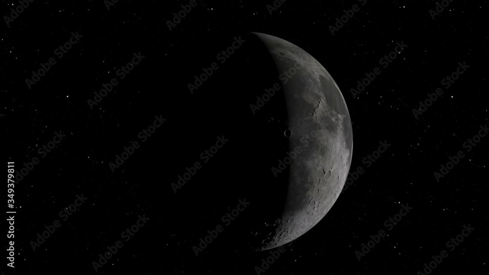Poster lunar orbit. moon against the background of space with illuminated craters and lunar soil. elements 