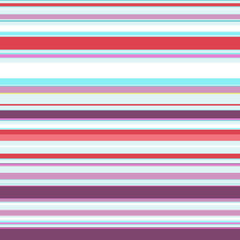 Stripes with a predominance of purple shades, white, red and light blue colors. Beautiful seamless horizontal pattern, contrasting striped print. Ideal for any of your bold designs or projects.