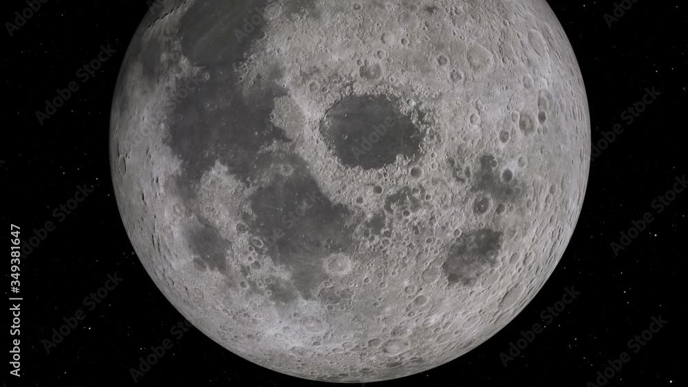 Poster lunar orbit. moon against the background of space with illuminated craters and lunar soil. elements 