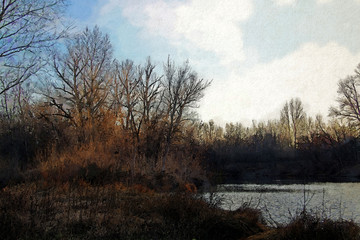 Obraz na płótnie Canvas watercolor landscape of a beautiful view of nature