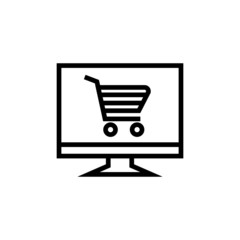 monitor, online shopping icon in linear style on white background