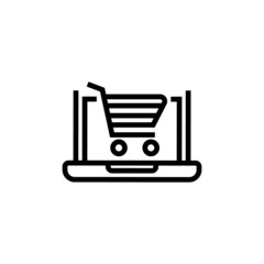 monitor, online shopping icon in linear style on white background