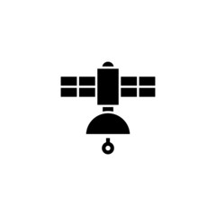 satellite icon, tracking, telecom icon in black flat design on white background
