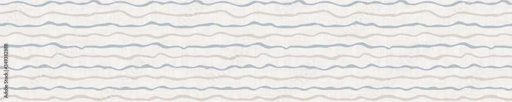 Wall mural seamless french farmhouse wavy stripe pattern. provence linen shabby chic style. hand drawn rustic t