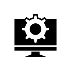 computer update system icon in black flat design on white background