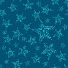These five-pointed stars are hand-drawn and fill the pattern seamlessly.