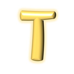 3D GOLDEN CARTOON STYLE ENGLISH ALPHABET WITH GLOW : T