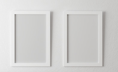 3D generated amage of white wall with framed white cardboard
