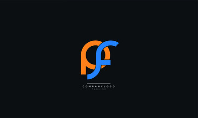 PF FP P F Letter Logo Alphabet Design Icon Vector Symbol