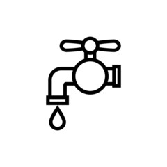 faucet icon template in outline style on white background, faucet symbol vector sign isolated on white background illustration for graphic and web design