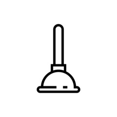 Plunger icon template in outline style on white background, Plunger symbol vector sign isolated on white background illustration for graphic and web design