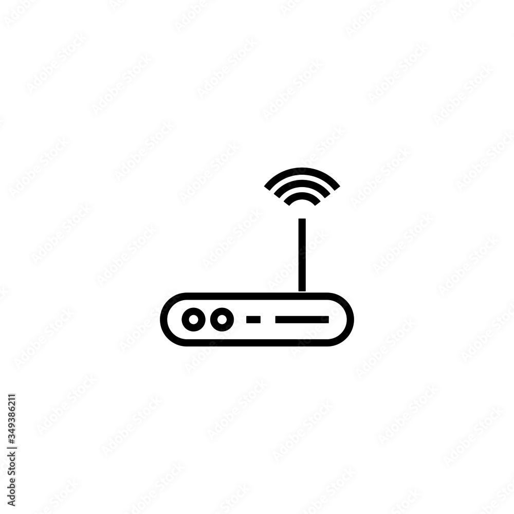 Poster router icon template in outline style on white background, router symbol vector sign isolated on whi