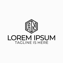 Design monoline logo letter an with a hexagon shape.