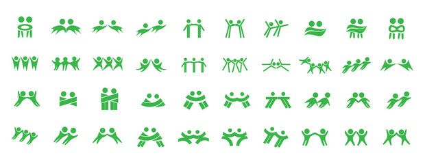 Abstract People Logo Set. Human Figure Isolated On White Background. Icons Collection For Human Success, Celebration Logo, Achievement Symbol And Activity. Different Happy People. Figure Logo, Vector