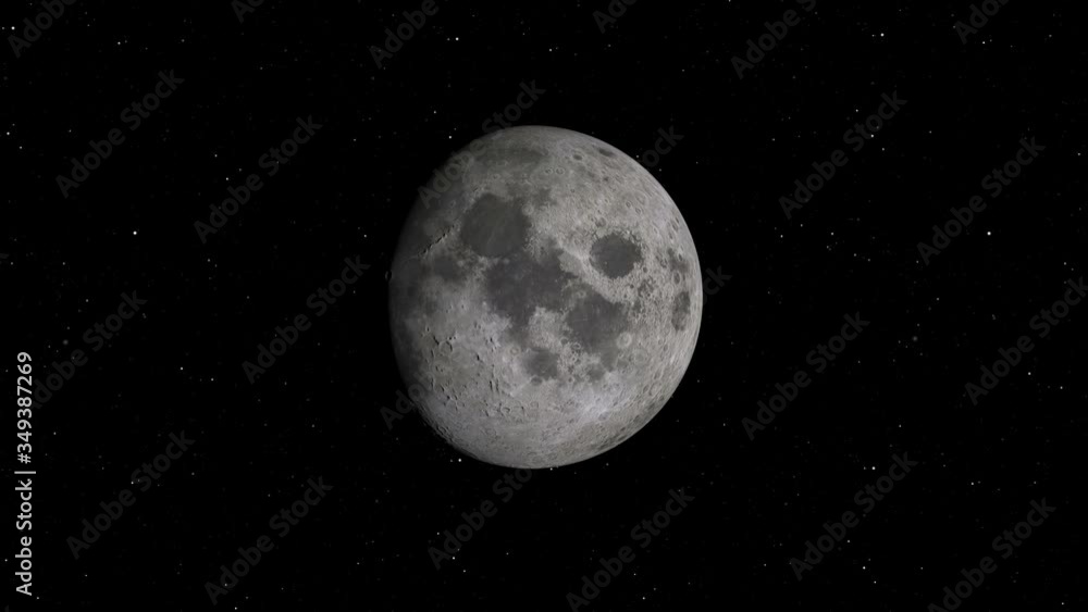 Poster lunar orbit. moon against the background of space with illuminated craters and lunar soil. elements 