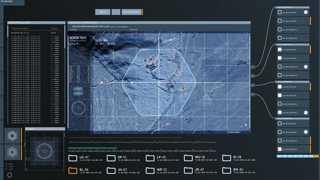 Satellite Camera And Data Computer Screen Scan Map In China, Heweitan