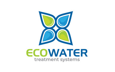 Illustration green energy concept eco water logo design