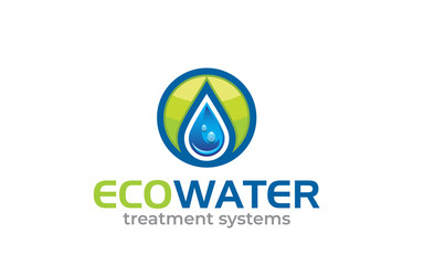 Illustration green energy concept eco water logo design