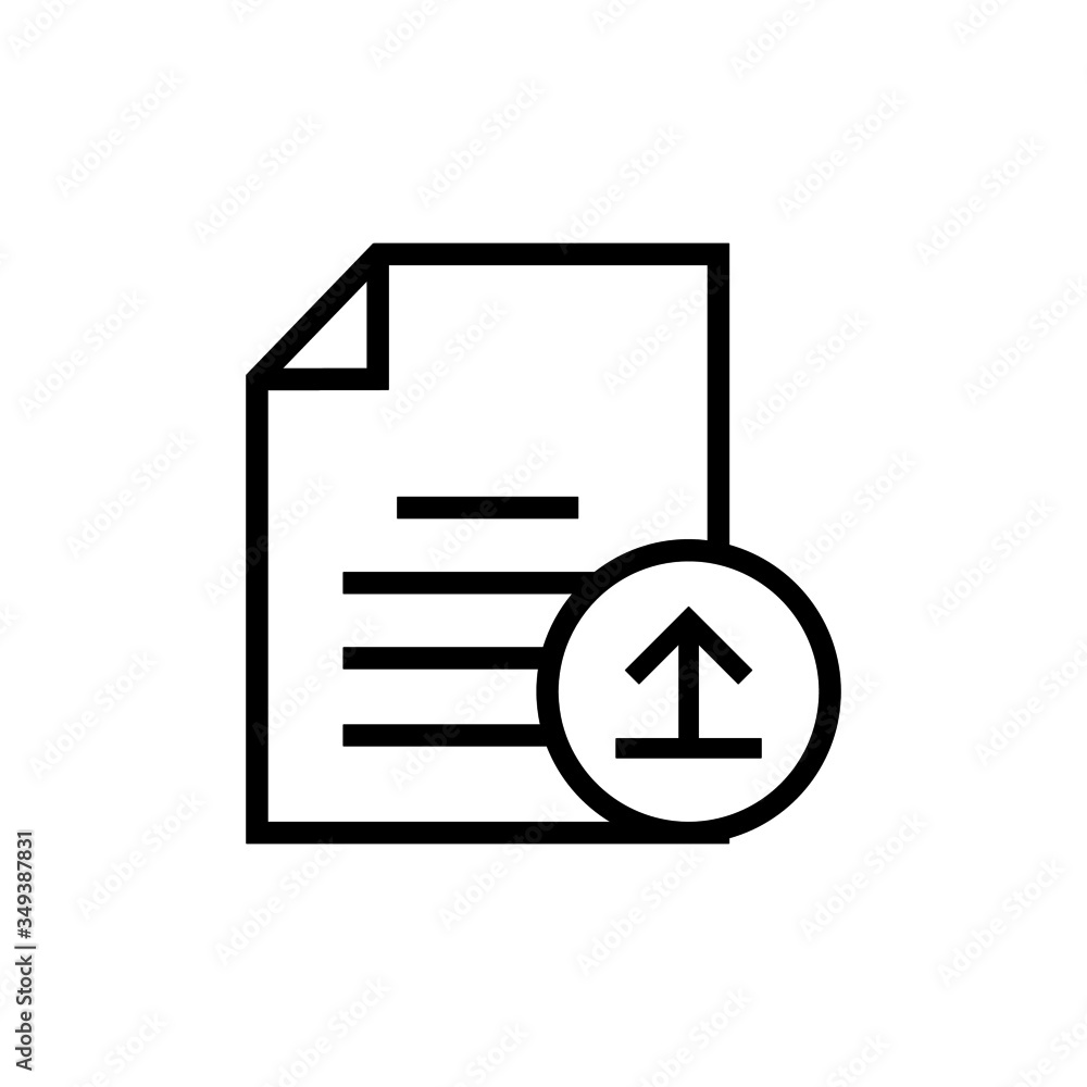 Poster upload documentation vector in lineart style on white background, document file internet page upload
