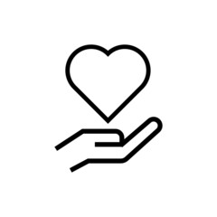 Core values, responsible icon heart symbol in lineart style on white background