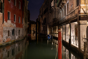 Fototapeta na wymiar long exposure picture of a water canal in Venice 