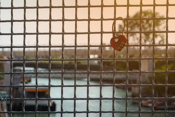 padlock on a fence in Venice 