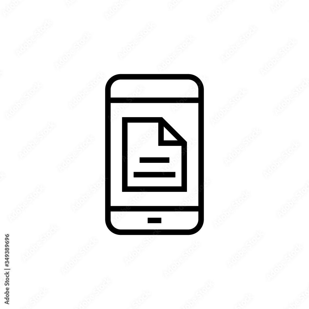 Poster mobile document line icon, e-learning linear style sign for mobile concept and web design in outline